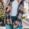 New Dear-Lover Oversize Rounded Hem Plaid Shacket with Slits Black