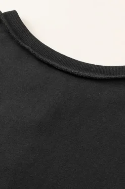 Online Dear-Lover Oversized Exposed Seam Henley Sweatshirt Black