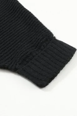 Best Dear-Lover Oversized Fold Over Sleeve Open Front Cardigan Black
