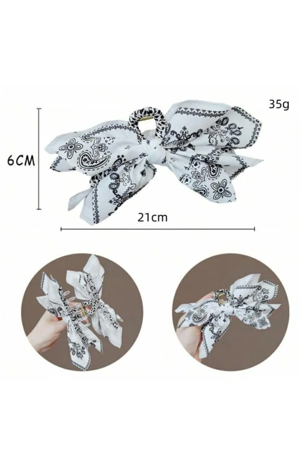 Outlet Dear-Lover Paisley Floral Print Bow Knot Hair Clip Black
