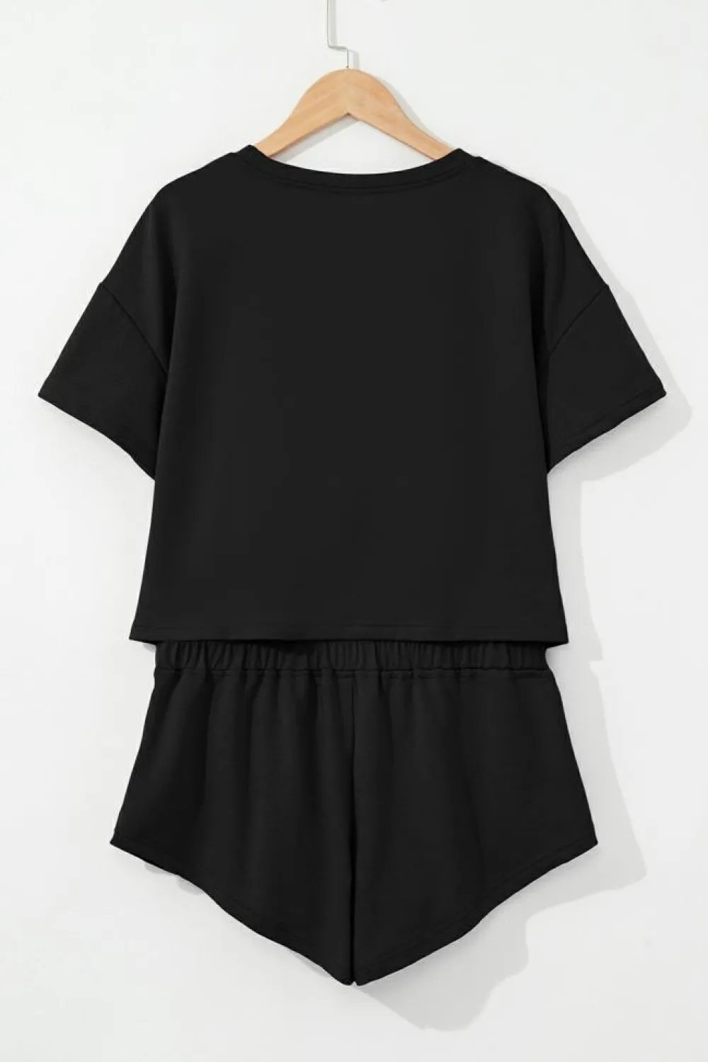 Clearance Dear-Lover 2pcs Cropped Tee and Ruffle High Waist Skort Set Black