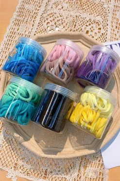 Online Dear-Lover 50pcs/box Solid Simple High Elastic Hair Ties Black