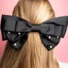 Clearance Dear-Lover Pearl Embellished Tiered Bowknot Hair Clip Black