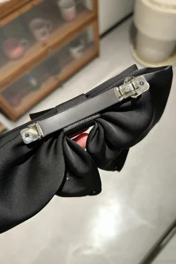Clearance Dear-Lover Pearl Embellished Tiered Bowknot Hair Clip Black