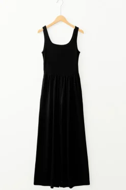 Hot Dear-Lover Peekaboo Wide Leg Square Neck Sleeveless Jumpsuit Black