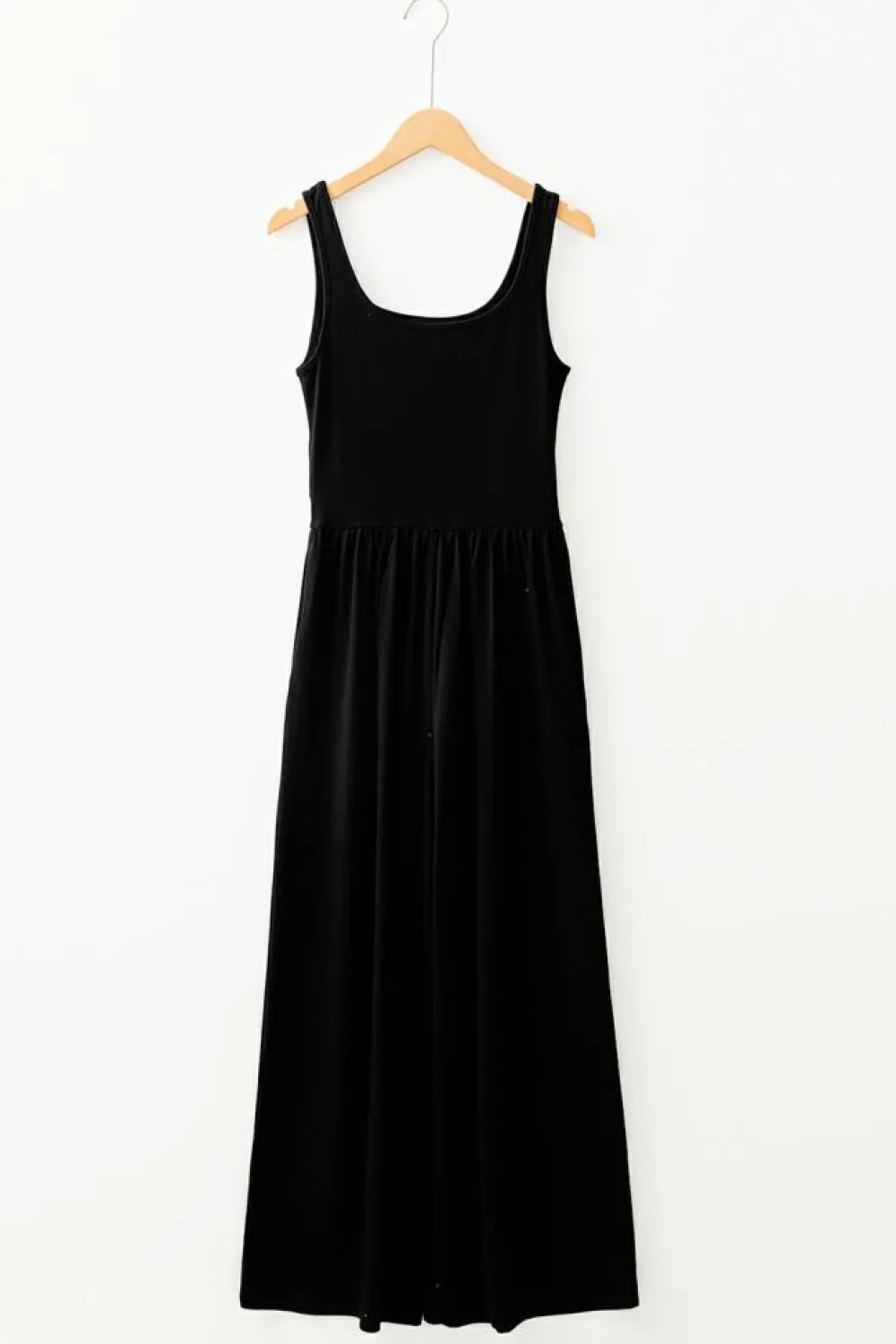 Hot Dear-Lover Peekaboo Wide Leg Square Neck Sleeveless Jumpsuit Black