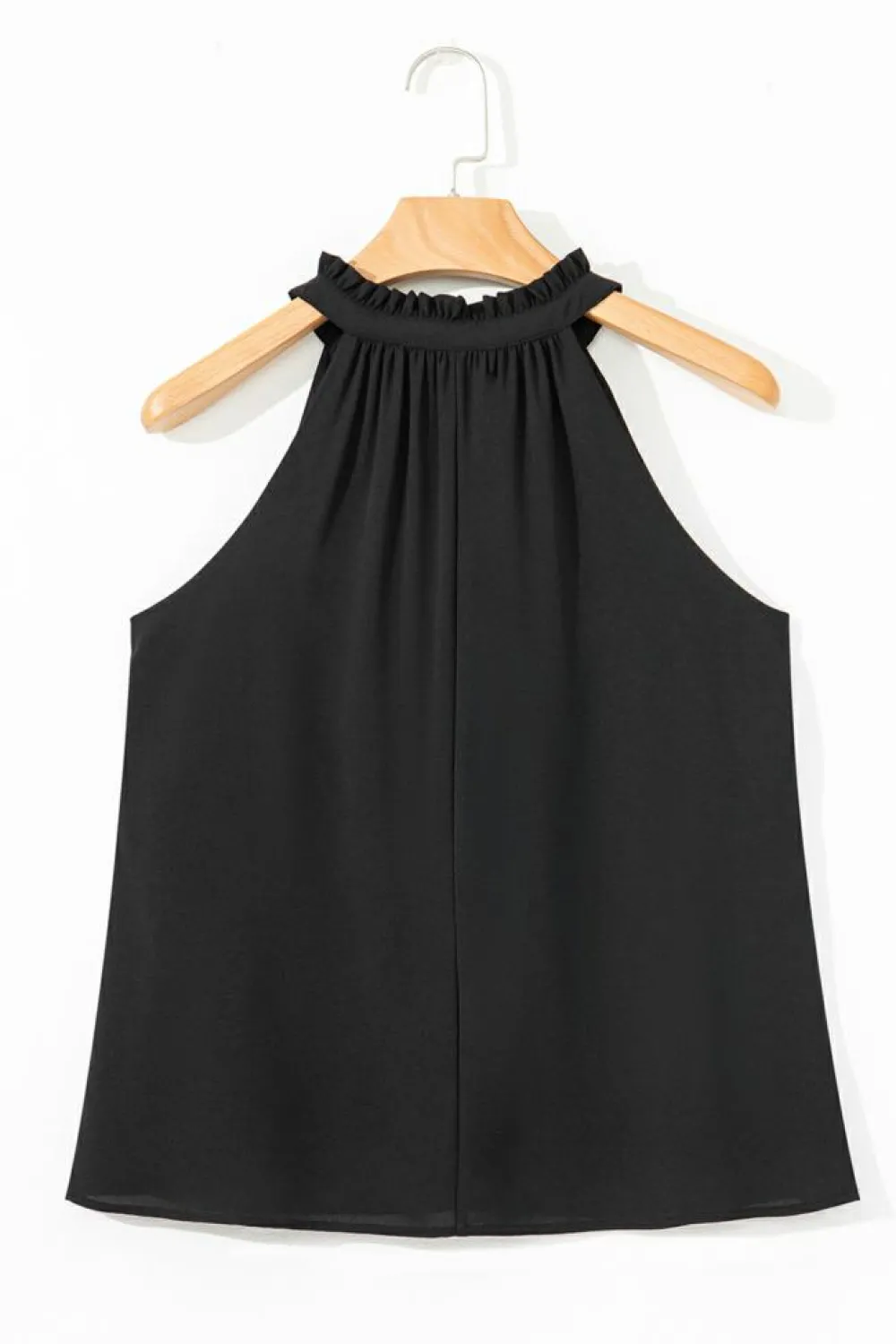 Hot Dear-Lover Pinched V Neck Tie Loose Tank Top Black