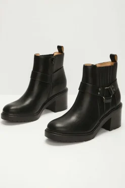 Online Dear-Lover Pintuck Side Zipper Faux Leather Chunky Heel Ankle Boots Black