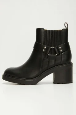 Online Dear-Lover Pintuck Side Zipper Faux Leather Chunky Heel Ankle Boots Black