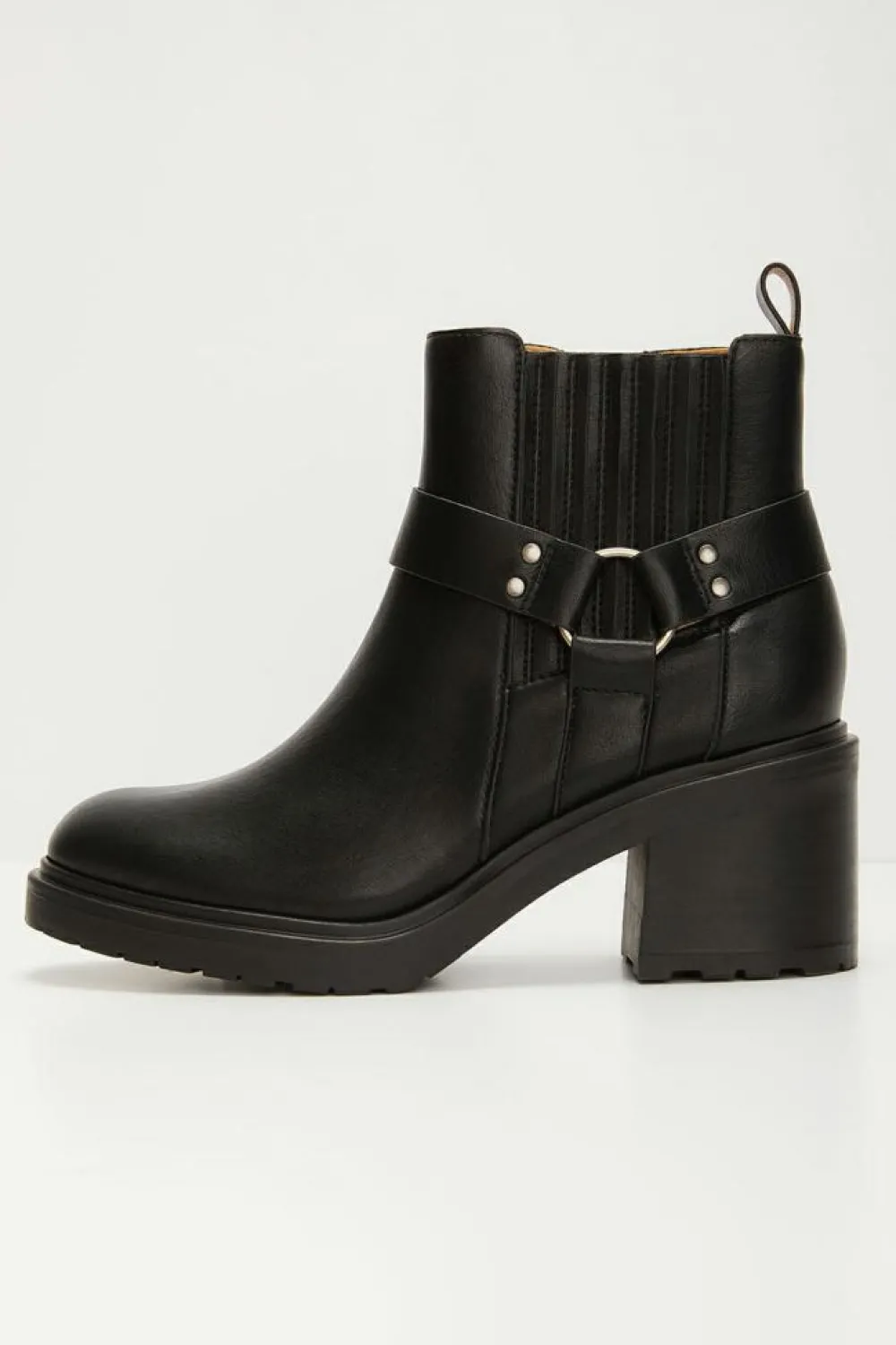 Online Dear-Lover Pintuck Side Zipper Faux Leather Chunky Heel Ankle Boots Black
