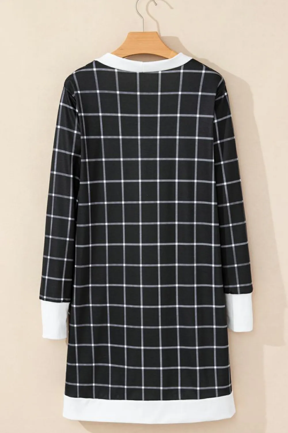Online Dear-Lover Plaid Colorblock Edge Open Cardigan with Pocket Black
