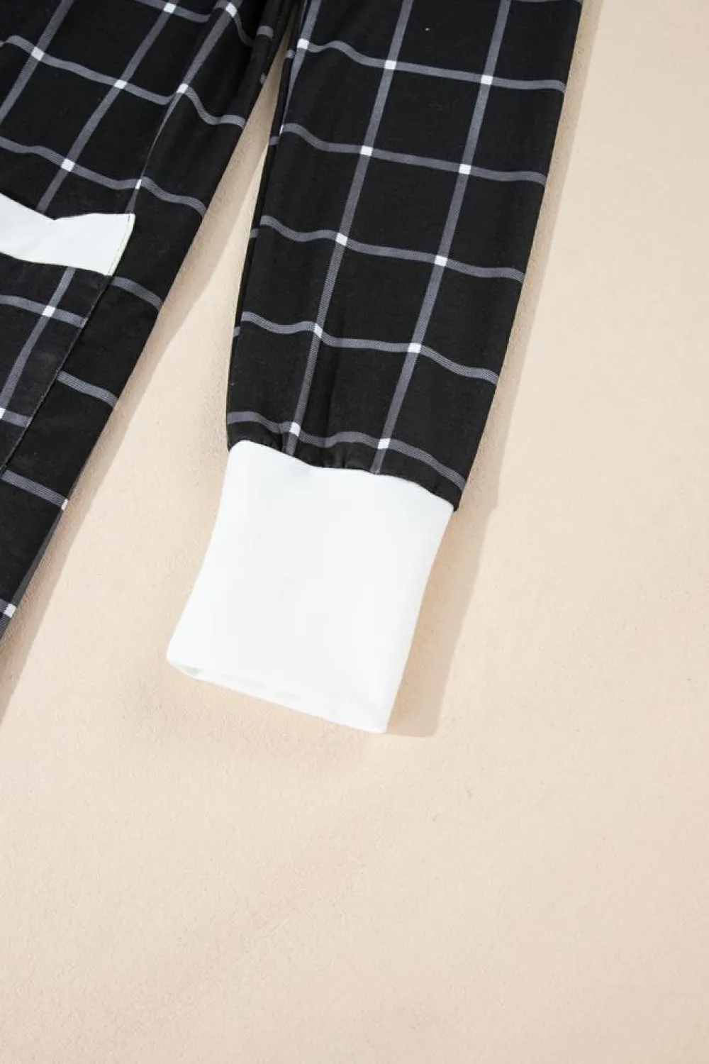 Online Dear-Lover Plaid Colorblock Edge Open Cardigan with Pocket Black