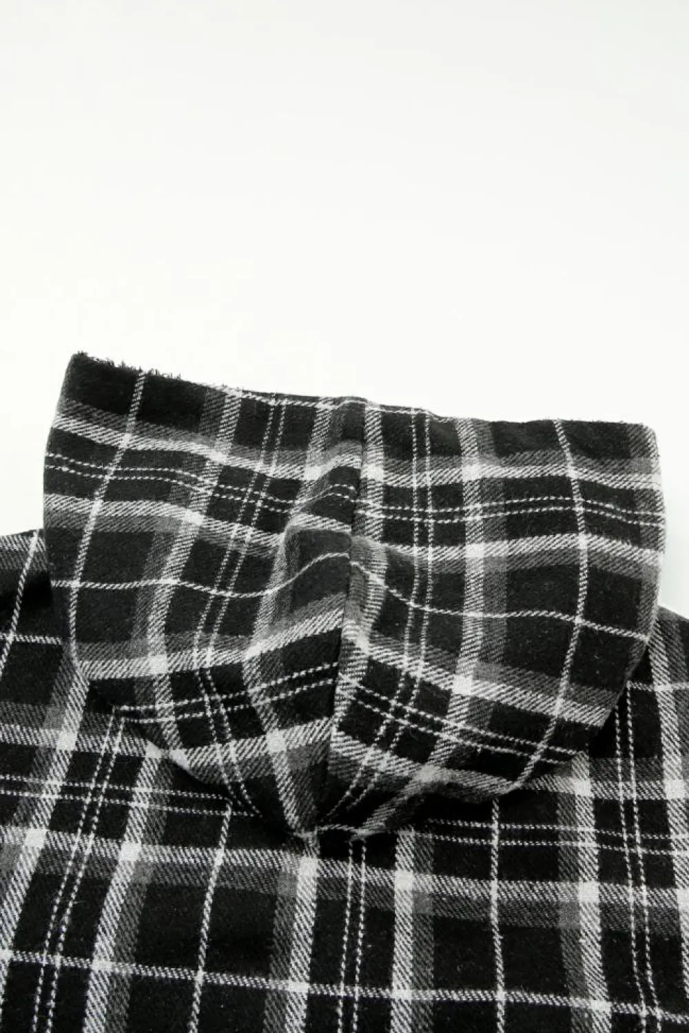 Fashion Dear-Lover Black Plaid Pattern Sherpa Lined Hooded Shacket Black-2