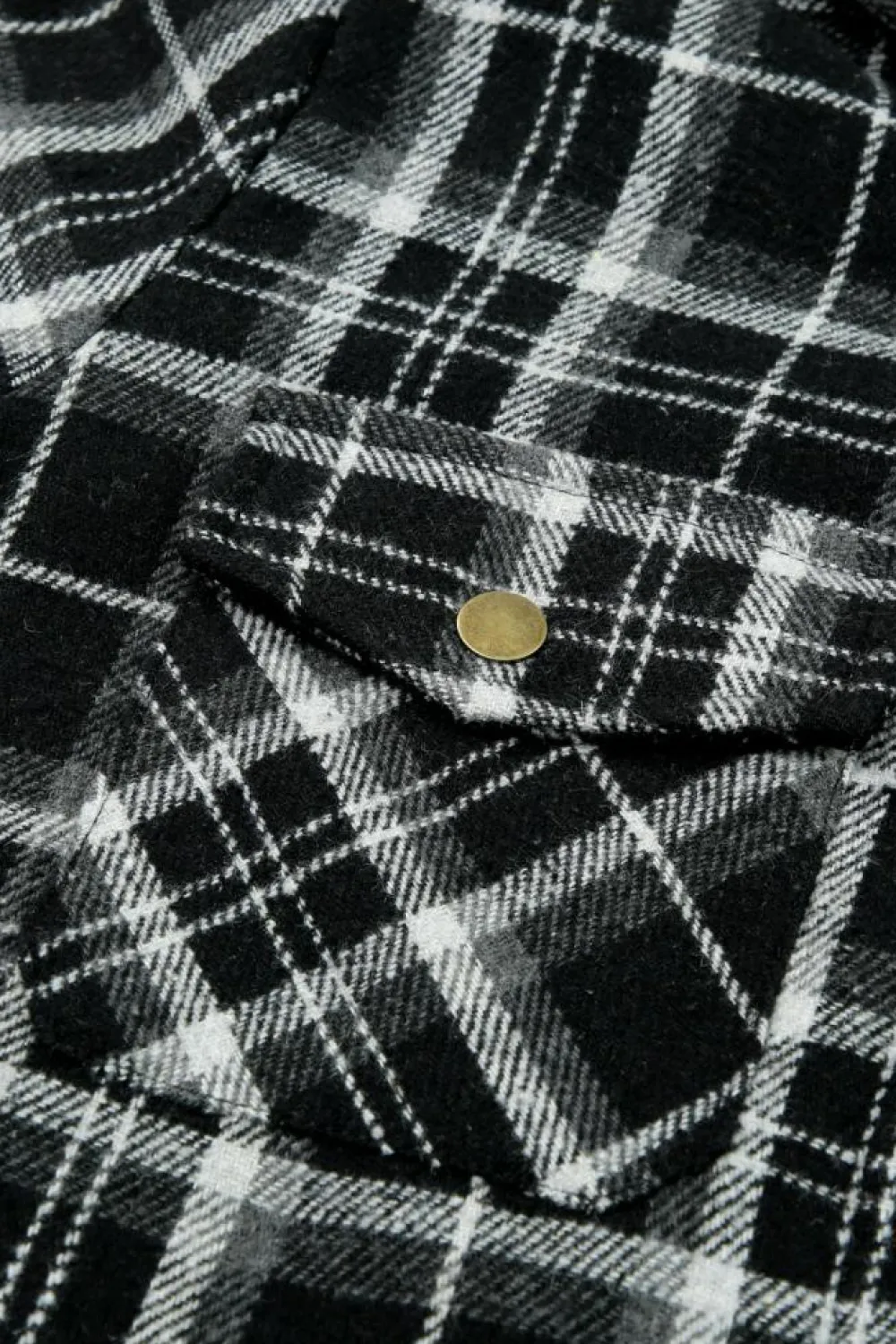 Fashion Dear-Lover Black Plaid Pattern Sherpa Lined Hooded Shacket Black-2