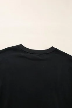 New Dear-Lover Plain Drop Shoulder Crewneck Pullover Sweatshirt Black