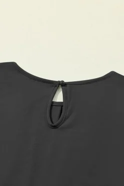 Clearance Dear-Lover Pleated Round Neck Sleeveless Top Black