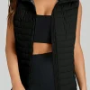 Best Dear-Lover Plush Collared Quilted Zipped Puffer Vest Black
