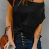 Outlet Dear-Lover Pocketed Tee with Side Slits Black