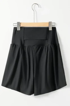 Fashion Dear-Lover Pocketed Wide Waistband Swim Shorts Black