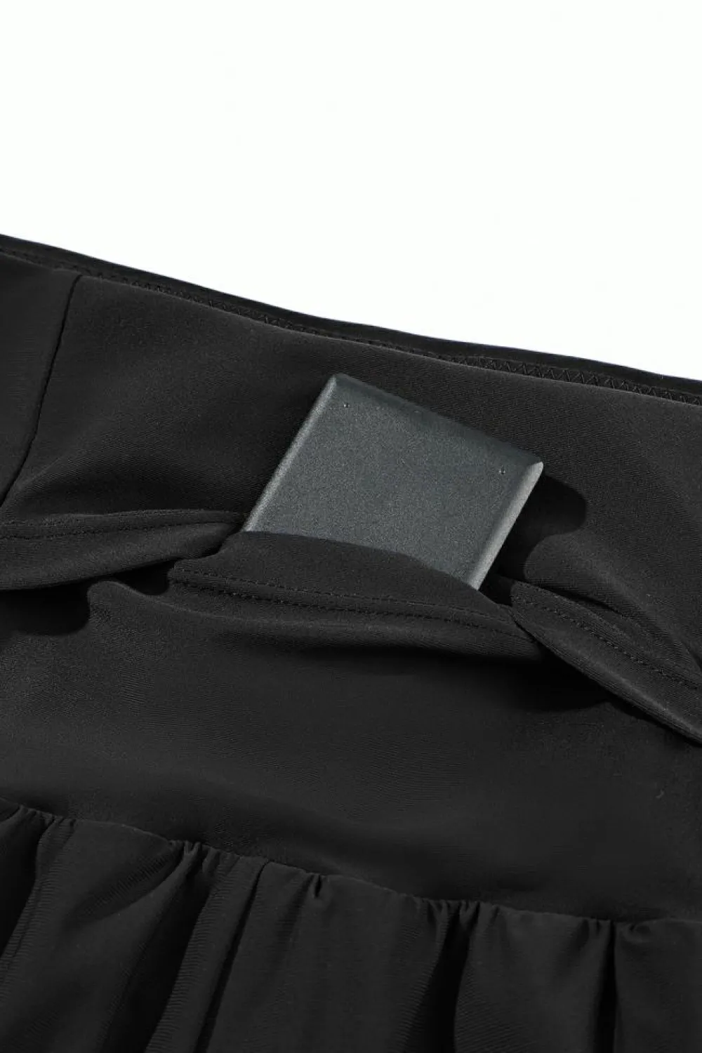 Fashion Dear-Lover Pocketed Wide Waistband Swim Shorts Black