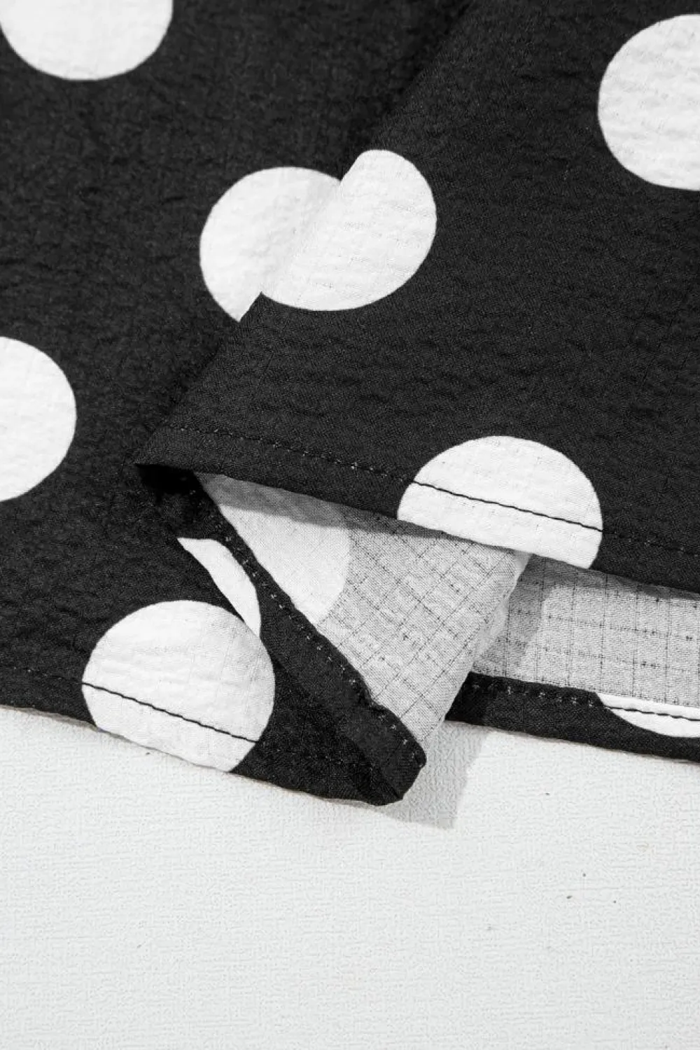New Dear-Lover Polka Dot Print Ruffled Sleeve V Neck Blouse Black