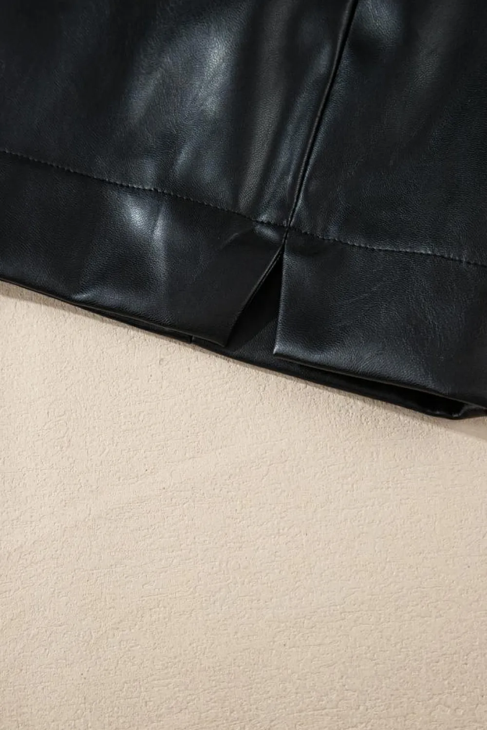 New Dear-Lover PU Leather Side Slits Slim Fit High Waist Mini Skirt Black