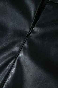 New Dear-Lover PU Leather Side Slits Slim Fit High Waist Mini Skirt Black