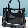 Clearance Dear-Lover PVC PU Leather Patchwork Chain Strap Shoulder Bag Black