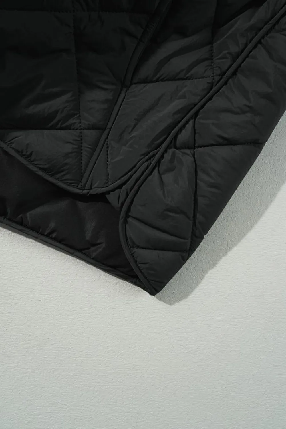 Hot Dear-Lover Quilted High Neck Button Up Pocket Vest Coat Black