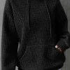 Hot Dear-Lover Quilted Kangaroo Pocket Drawstring Hoodie Black