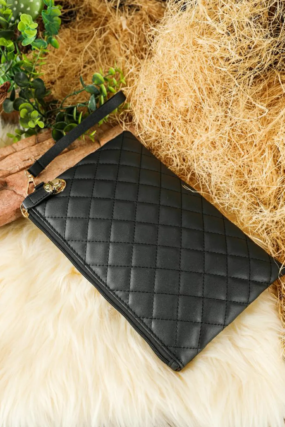 Discount Dear-Lover Quilted Leather Wallet Bag Black