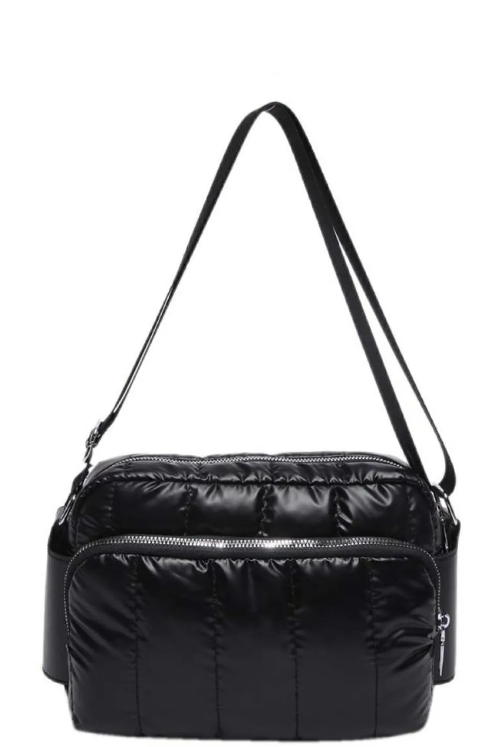 Discount Dear-Lover Quilted PU Patchwork Multi-pocket One Shoulder Bag Black