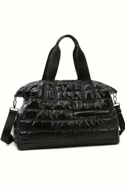 Clearance Dear-Lover Quilted Puffy Large Capacity Waterproof Duffel Bag Black