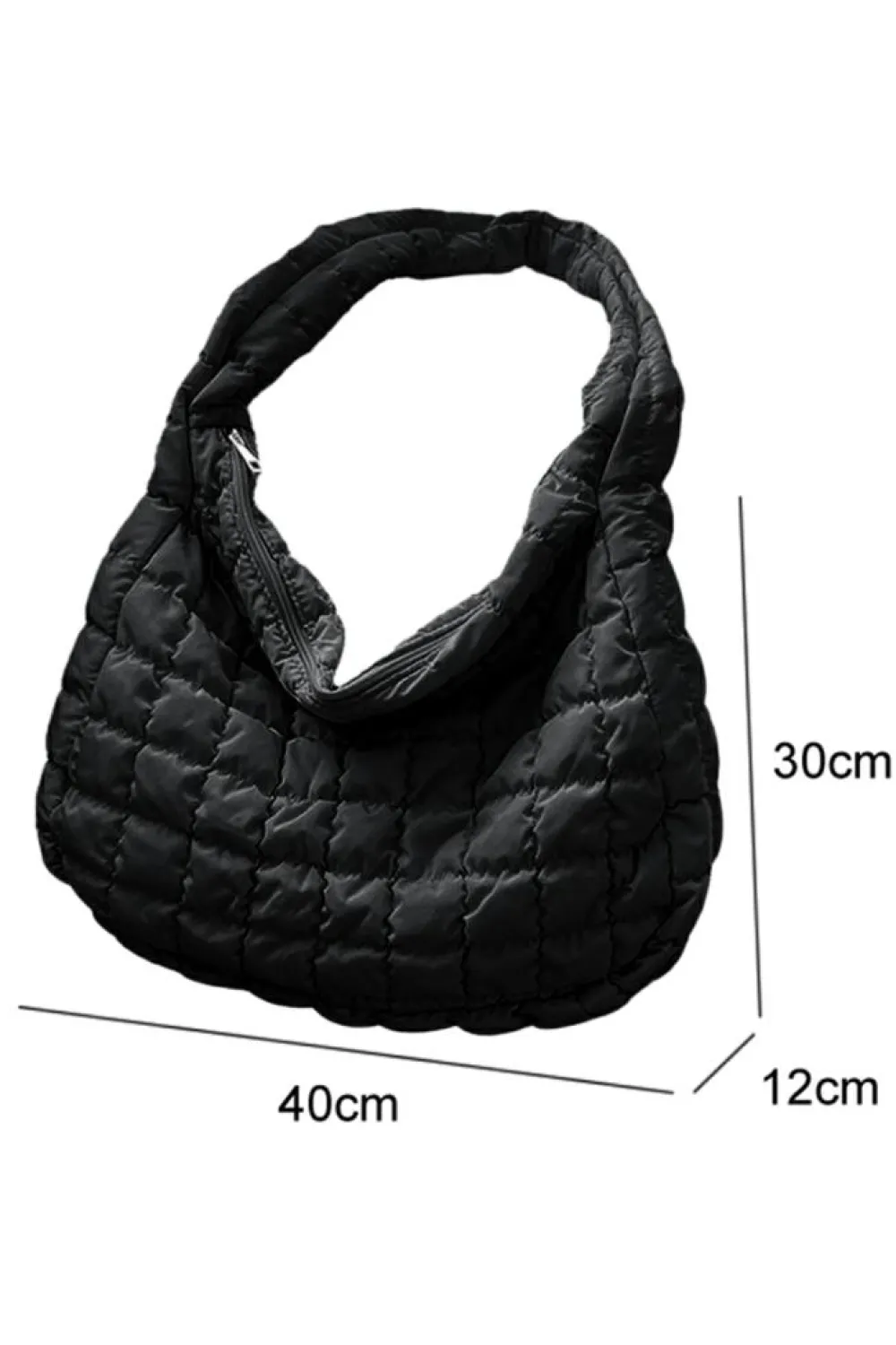 Fashion Dear-Lover Quilted Zipper Large Shoulder Bag Black