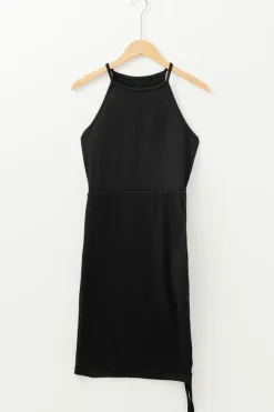 Outlet Dear-Lover Racerback Ribbed Knit Drawstring Bodycon Dress Black