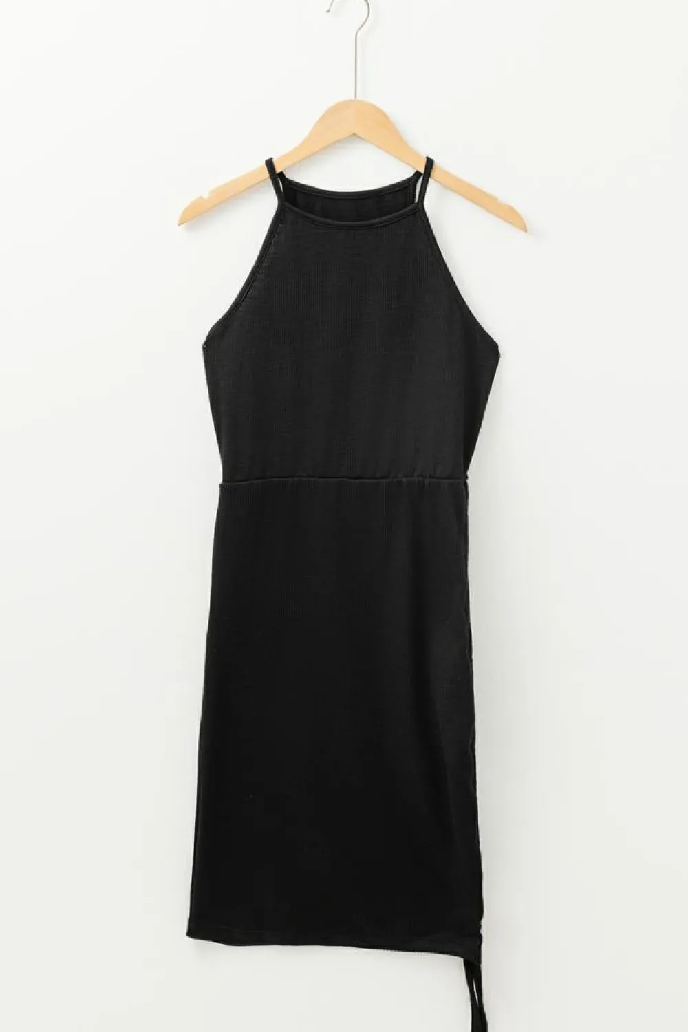 Outlet Dear-Lover Racerback Ribbed Knit Drawstring Bodycon Dress Black