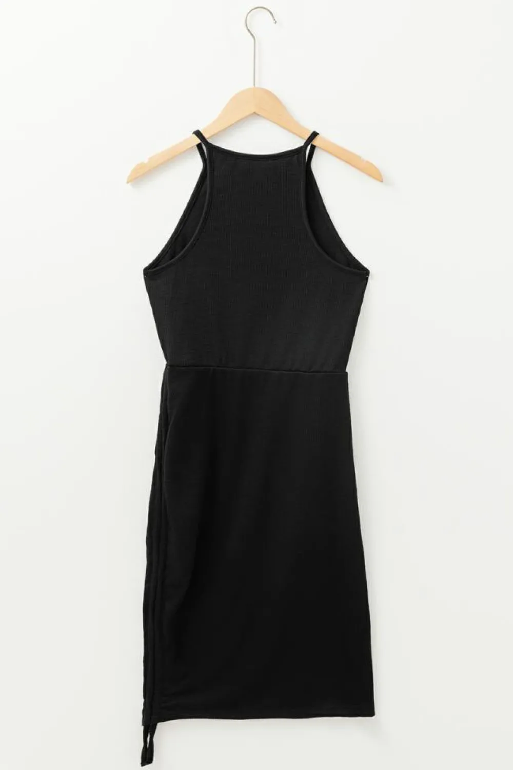 Outlet Dear-Lover Racerback Ribbed Knit Drawstring Bodycon Dress Black