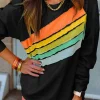 Sale Dear-Lover Rainbow Colorblock Striped Pullover Sweatshirt Black