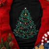 Online Dear-Lover Rhinestone Christmas Tree Round Neck Graphic Tee Black
