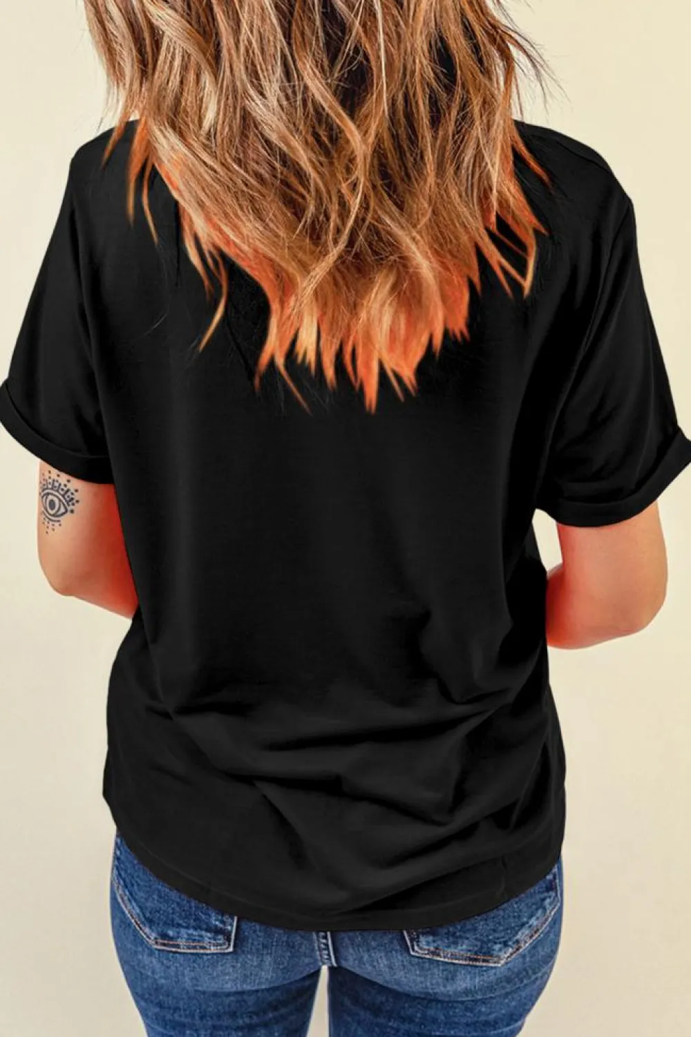 Online Dear-Lover Rhinestone Christmas Tree Round Neck Graphic Tee Black