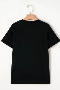 Online Dear-Lover Rhinestone Christmas Tree Round Neck Graphic Tee Black