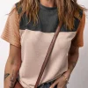 Discount Dear-Lover Rib Textured Colorblock T Shirt Black