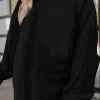 Sale Dear-Lover Ribbed Corduroy Oversized Sweatshirt Black
