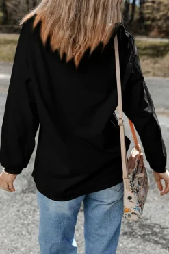 Sale Dear-Lover Ribbed Corduroy Oversized Sweatshirt Black