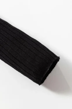 Online Dear-Lover Ribbed Knit Collared Slim Fit Sweater Cardigan Black