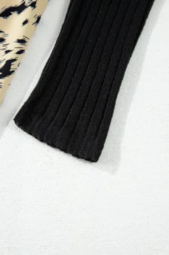 Outlet Dear-Lover Ribbed Knit Patchwork Printed Belted A-line Dress Black