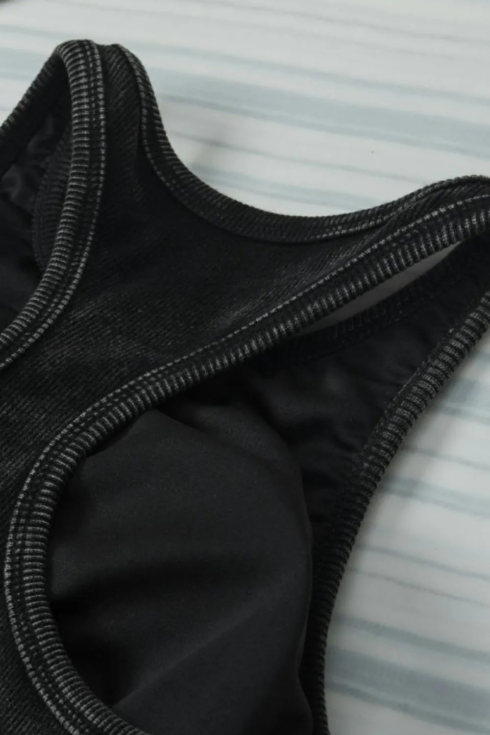 Sale Dear-Lover Ribbed Mineral Wash Racerback Cropped Tank Top Black