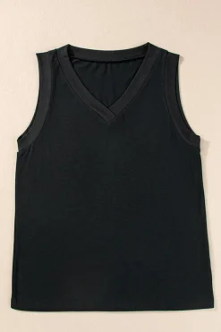Discount Dear-Lover Ribbed V Neck Tank Black