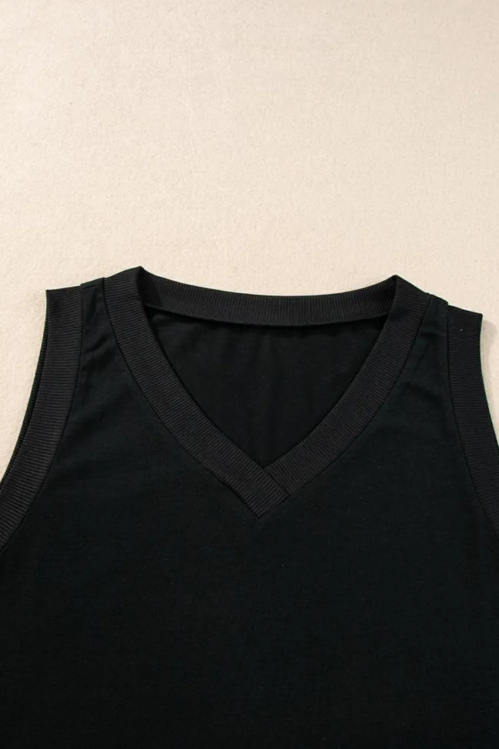 Discount Dear-Lover Ribbed V Neck Tank Black