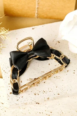Discount Dear-Lover Ribbon Bow Detail Contrast Alloy Hair Claw Clip Black